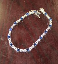 Sapphire Heart & CZ Infintity Tennis Bracelet //220